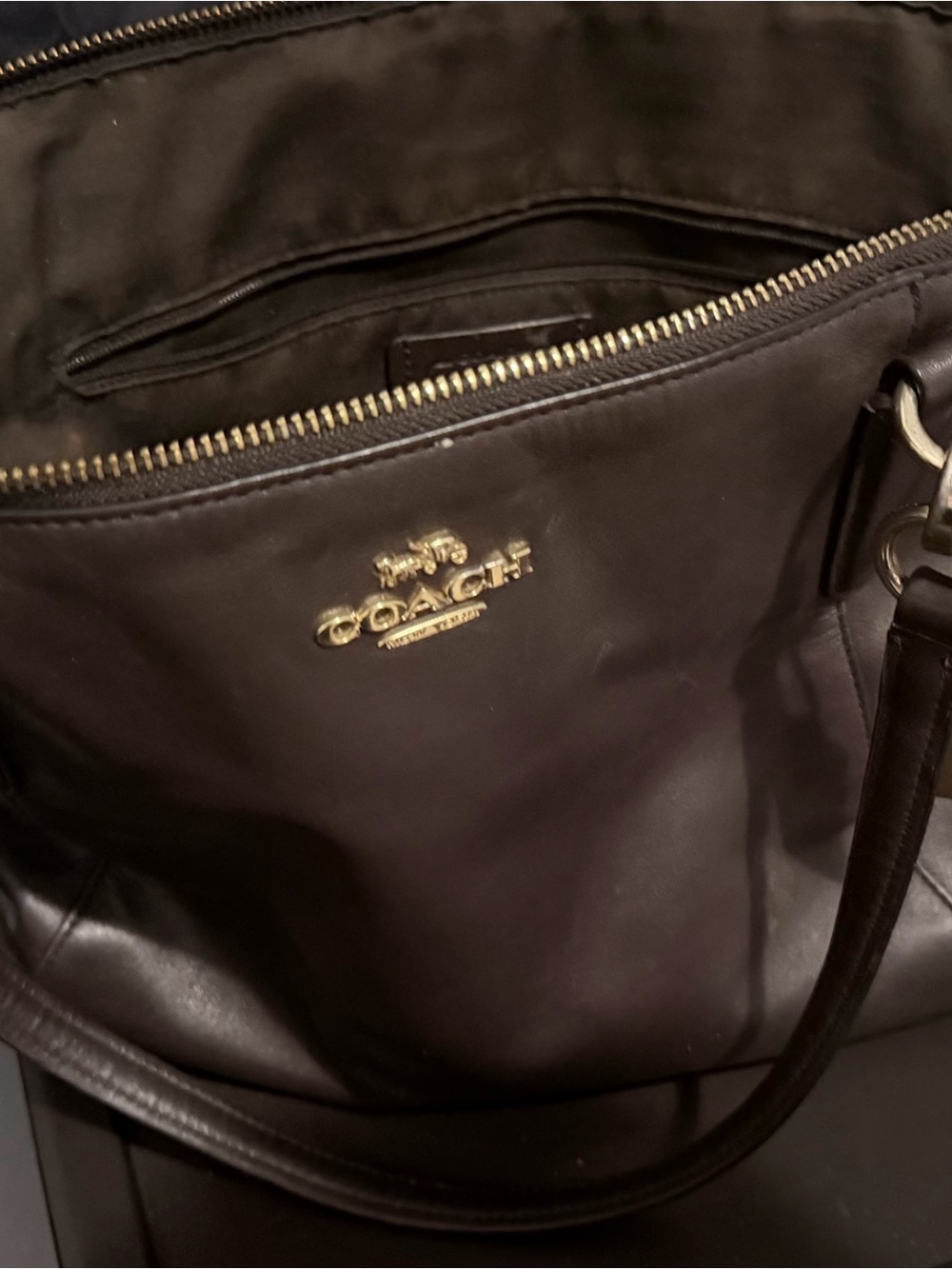 Coach Shoulder Bag in Black with Gold Tag